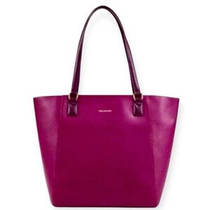 Vera Bradley Ella Leather Tote Handbag Plum Like New